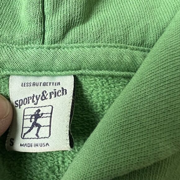 Sporty & Rich Green Plain Blank Crop Hoodie Preppy Women’s S - Picture 3 of 7